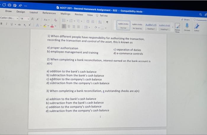 please answer 1-7 Draw Design Layout ACCT 201 - Second Homework Assignment