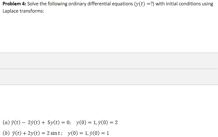  Problem 4: Solve the following ordinary differential equations (y(t)= ?) with