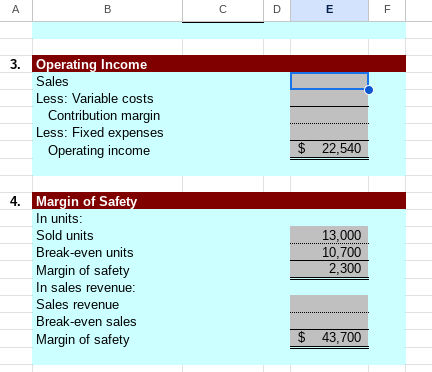 Exercise 16-8 Contribution Margin, Break-Even Units, Contribution Margin Income Statement, Margin of