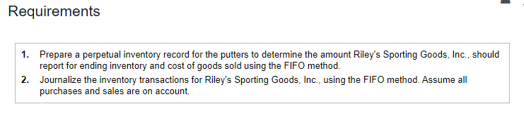 all of the questions, please. Thank you. Riley's Sporting Goods, Inc., carries