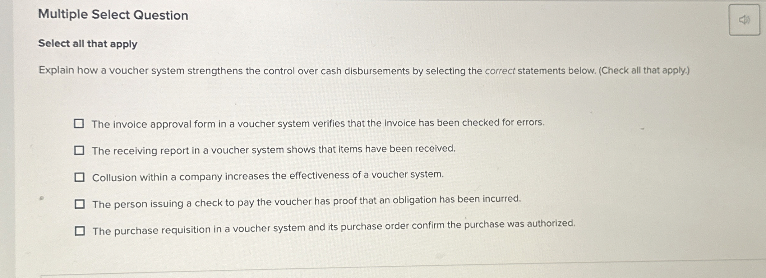  Multiple Select Question Select all that apply Explain how a voucher