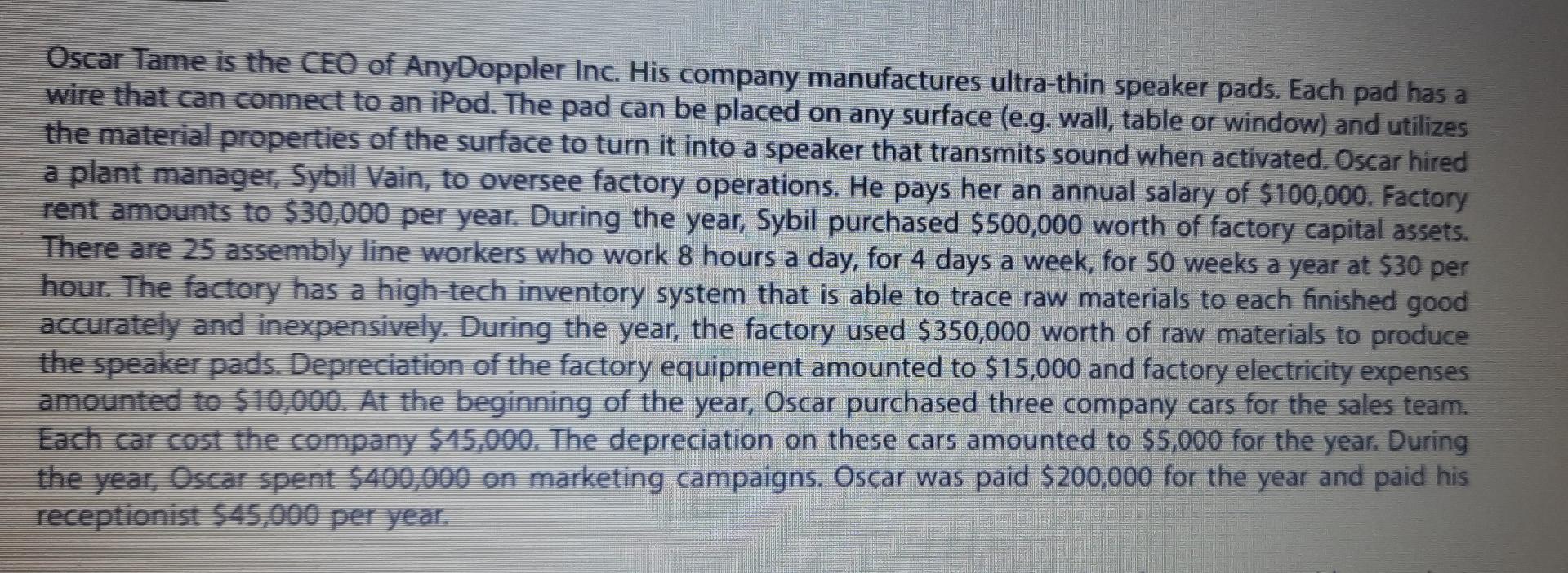 statements at the end of the year,he noticed that Sybil produced 10,000