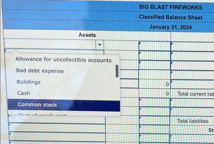 2024, Big Blast Fireworks had the following inventory transactions: January 3 purchase