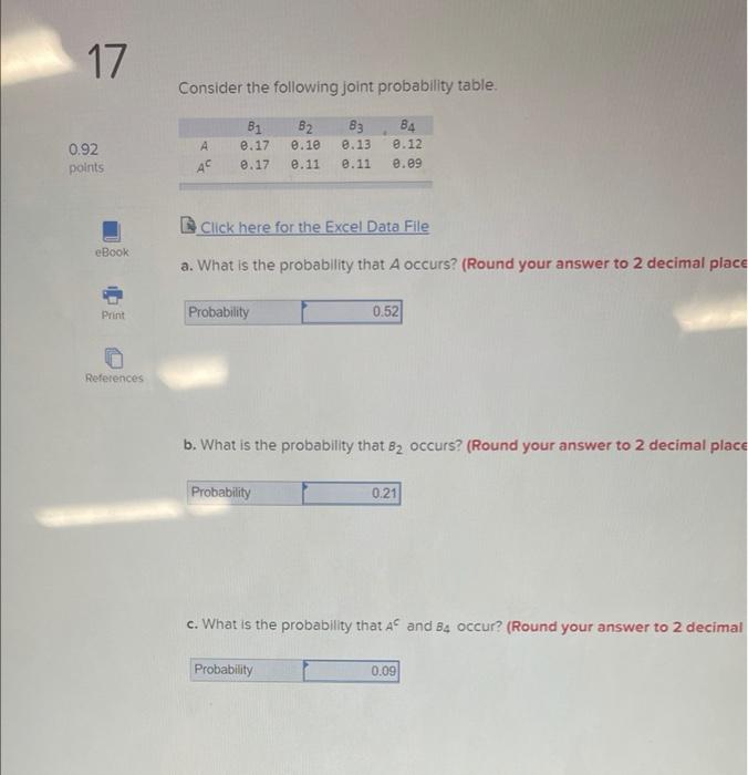 is the probability that A or B; occurs? (Round your answer to