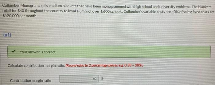 answer E for thumbs up Cullumber Monograms sells stadium blankets that have