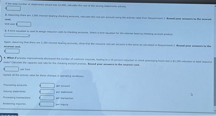 provided the following data about its two checking account products and their