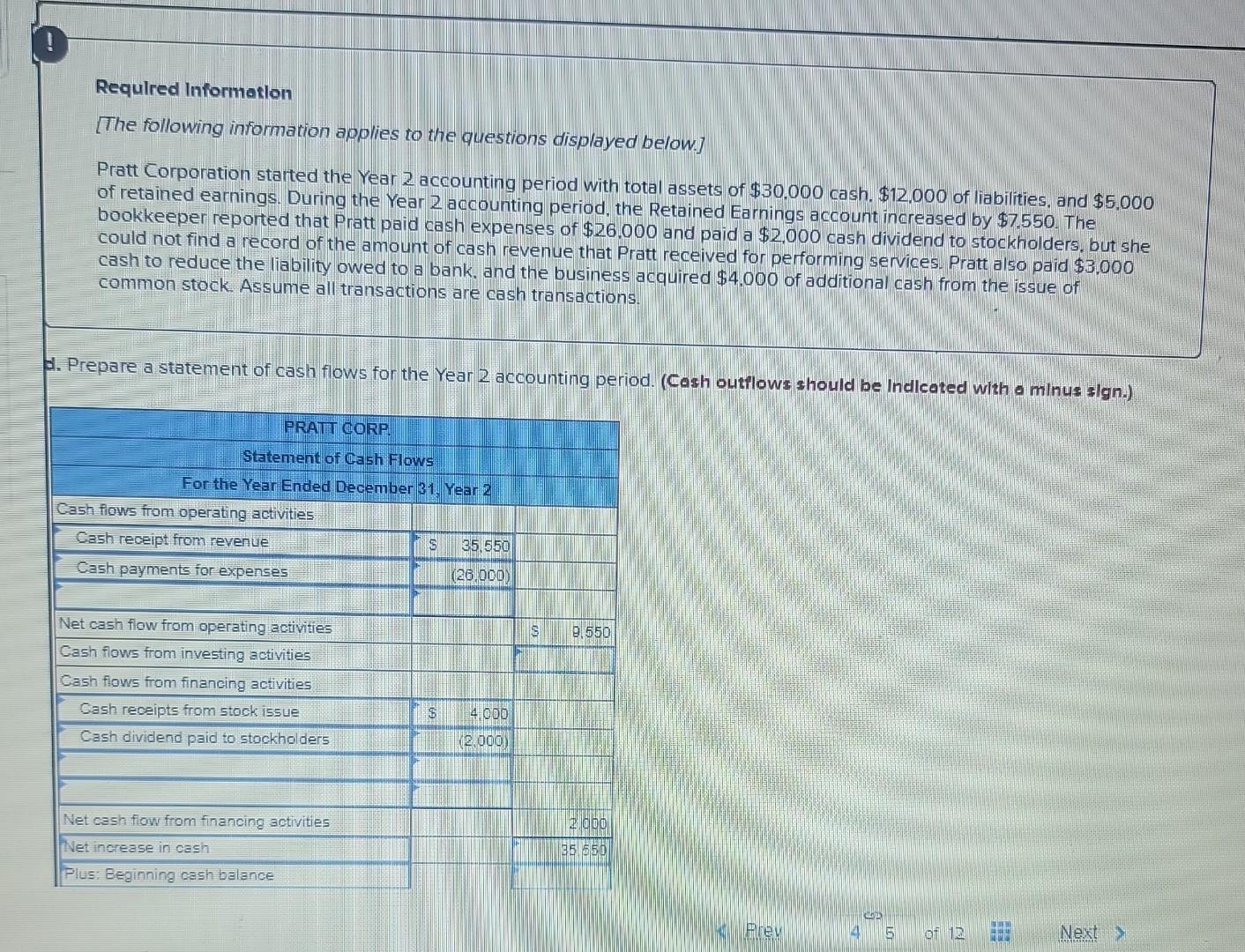 what is the net increase in cash? Requlred Informatlon [The following information