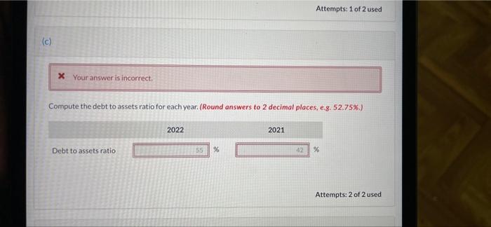 and liabilities of Oriole Corporation for the years 2021 and 2022. Each