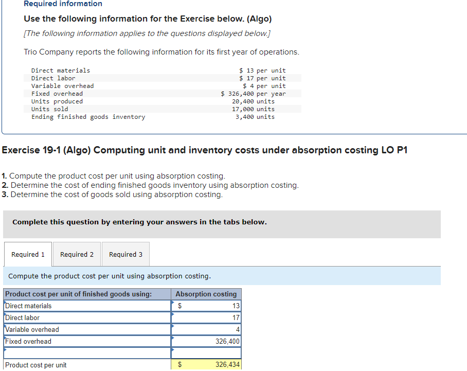 Required information Use the following information for the Exercise below. (Algo) Skip