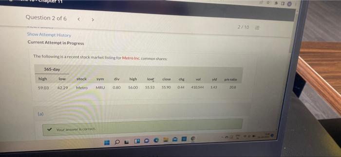 the same question Question 2 of 6 > (b) What is the