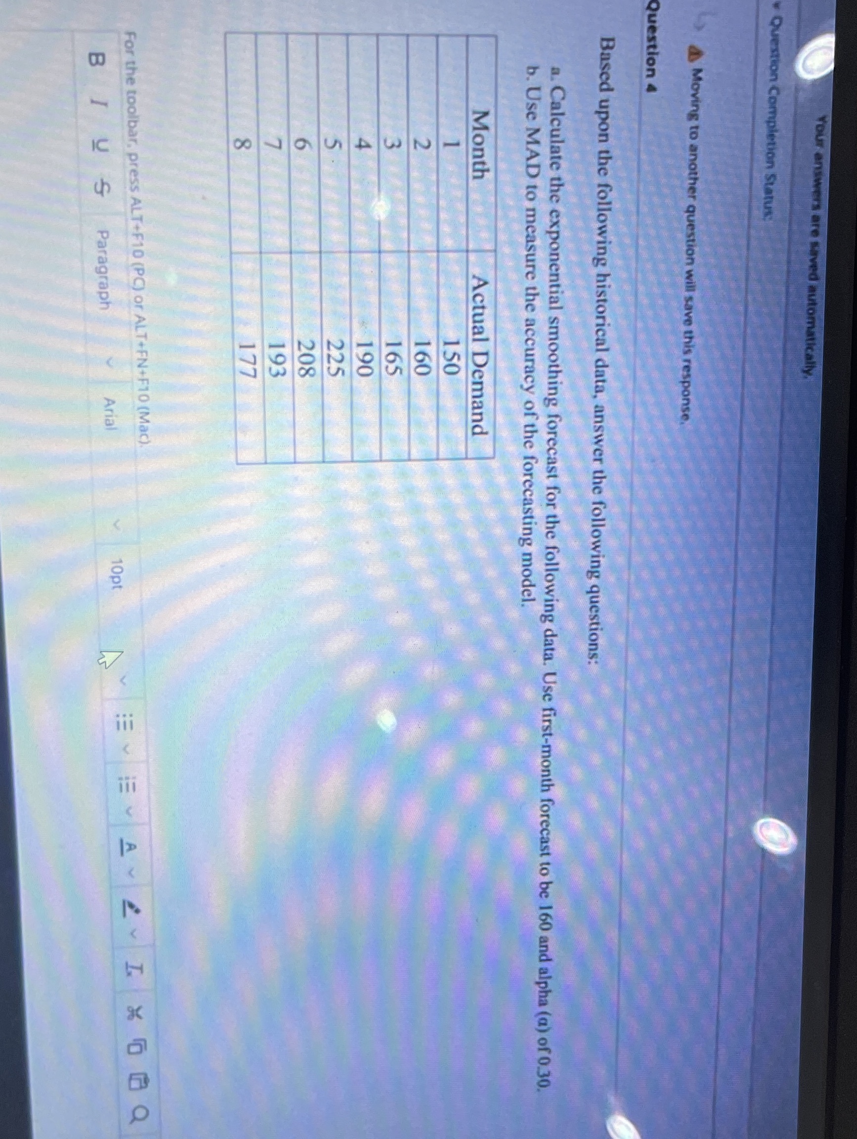 Explain in details Your answers are saved automatically Question Completion Status Moving
