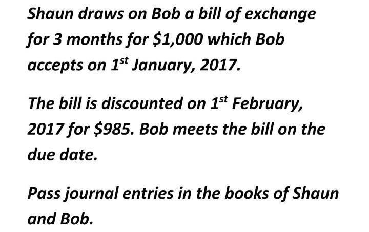 need correct Answer asap Shaun draws on Bob a bill of