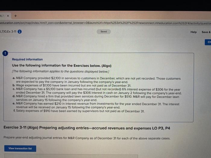 What would the answers be? 6.7 X + education.com/ext/map/index.html?_con=con&external browser=0&launchurl=https%253A%252F%252Fnewconnect.mheducation.com%252F#/activity/questio 5,710,EX 3-11