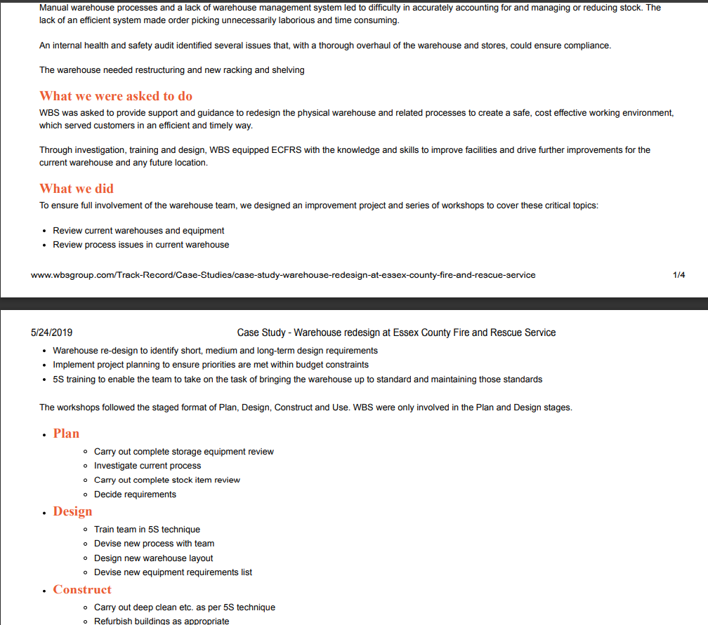 Rescue Service Case Study - Warehouse redesign at Essex County Fire and