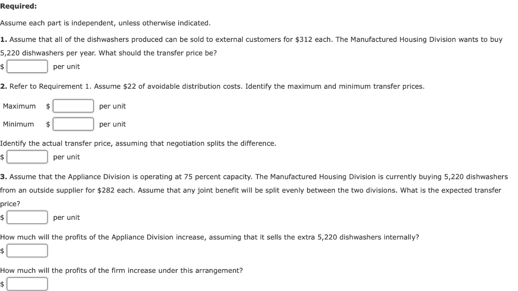 Transfer Pricing: Various Computations Corning Company has a decentralized organization with a