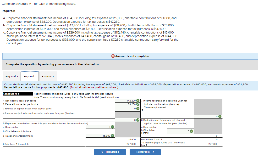 M-1 for each of the following cases: Required: a. Corporate financial statement: