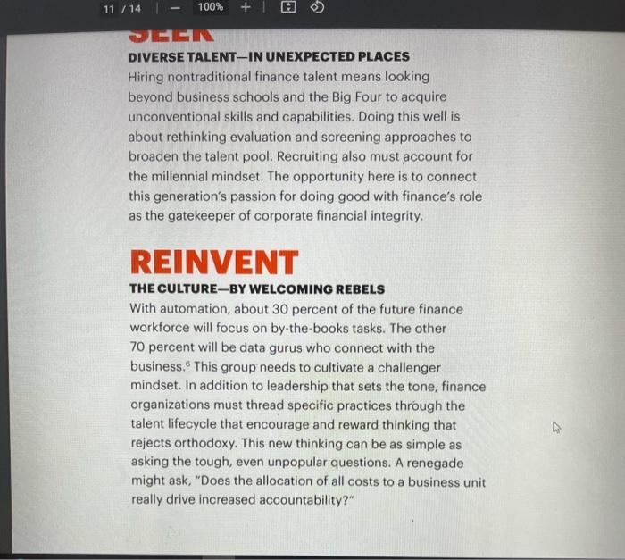 and reports for recommendations? For finance to expand the business value it