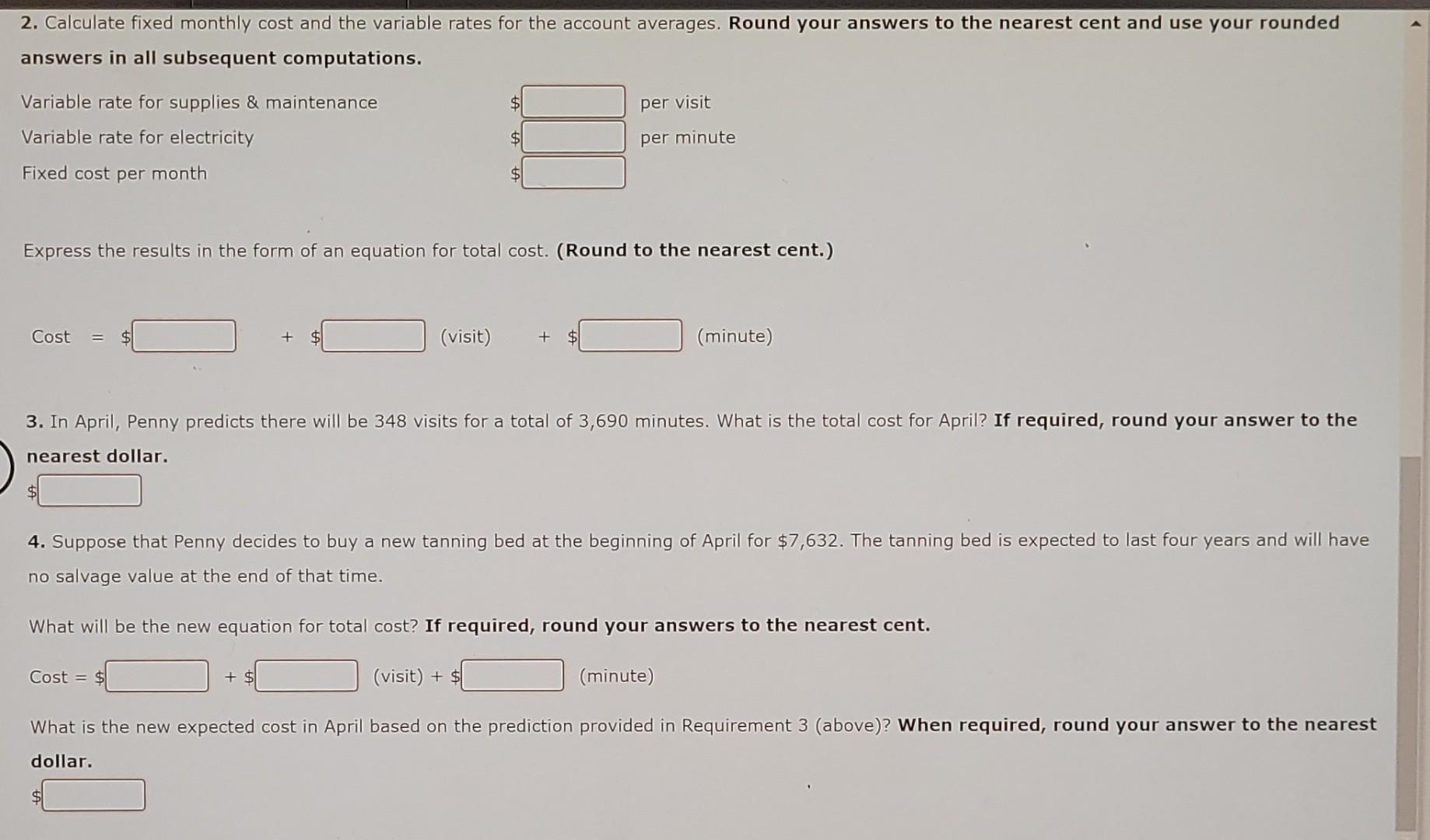 cent and use your rounded answers in all subsequent computations. Variable rate
