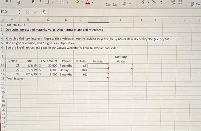 i need help. please show work. thank you Paste Cel F H