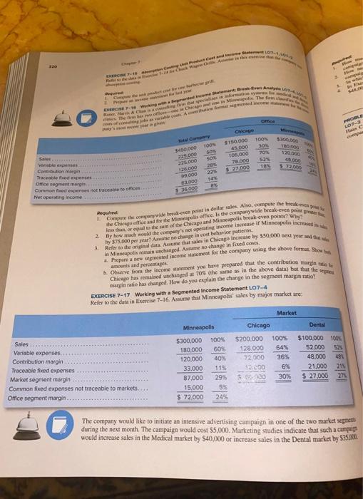 in Exercise 7-16. Assume that Minneapolis' sales by major market are: Market