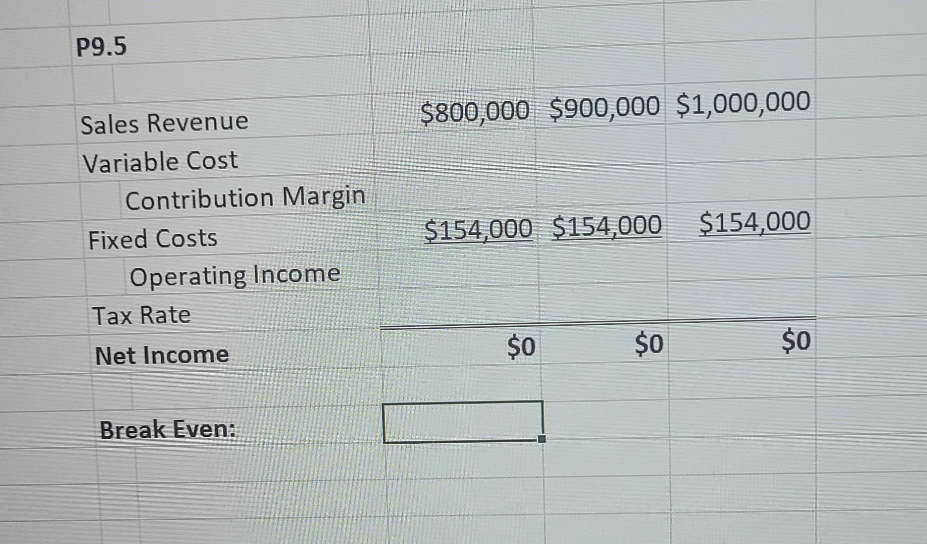 P9.5 The attached workbook should help you in solving the problem: Complete