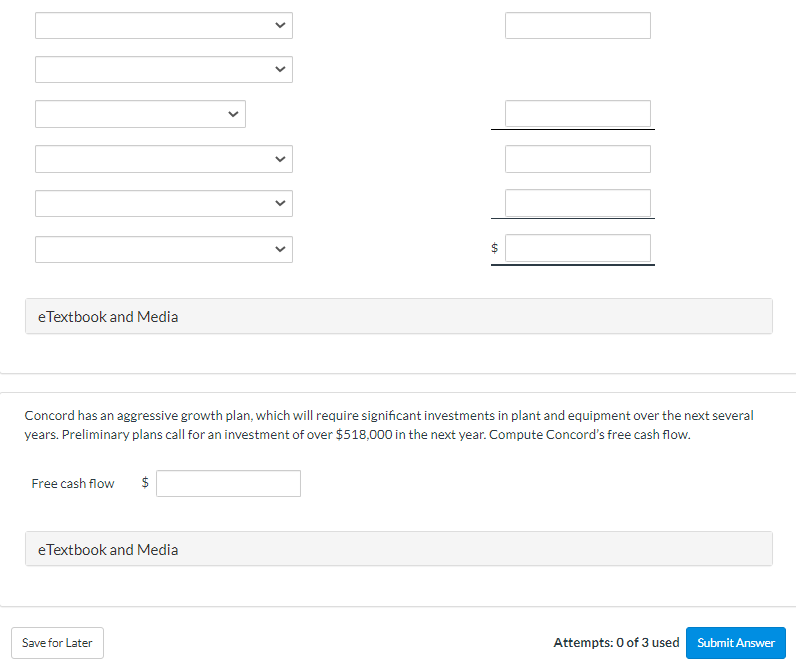 The income statement for the year ended December 31, 2020, for Concord