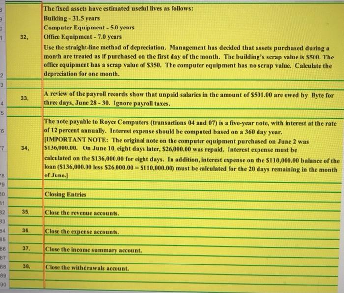 17 8 19 20 21 Transaction 01, 02, 03, 04, 05, 06,