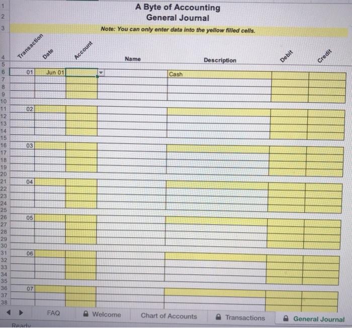07, 08, 09, Description of transaction. June 1: Hudson Bloom invested $112,378.00