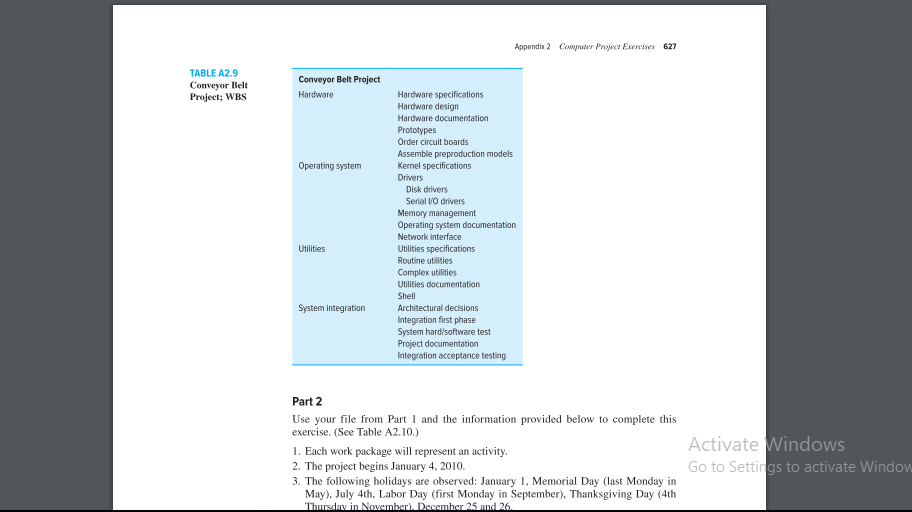 Appendix 2 Computer Project Exercises 627 TABLE A2.9 Conveyor Belt Project