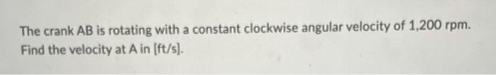 The crank AB is rotating with a constant clockwise angular velocity
