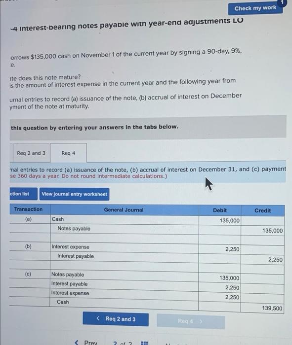 Keesha Co. borrows $135,000 cash on November 1 of the current year