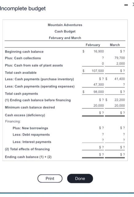 prepare the cash budget for February and March. Unfortunately, the computer with