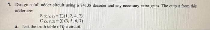 can you solve this please 1. Design a full adder circuit using
