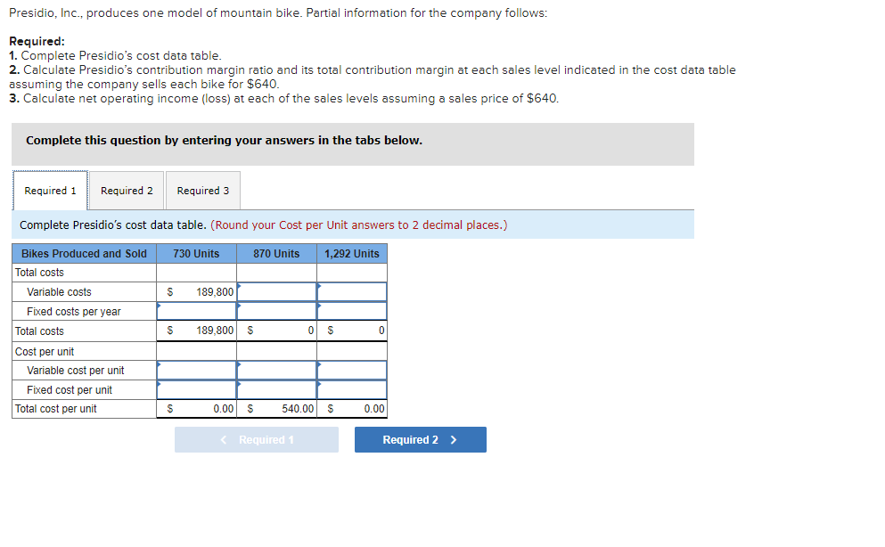 Make sure you answer for requirement 1, 2 , and 3. Presidio,