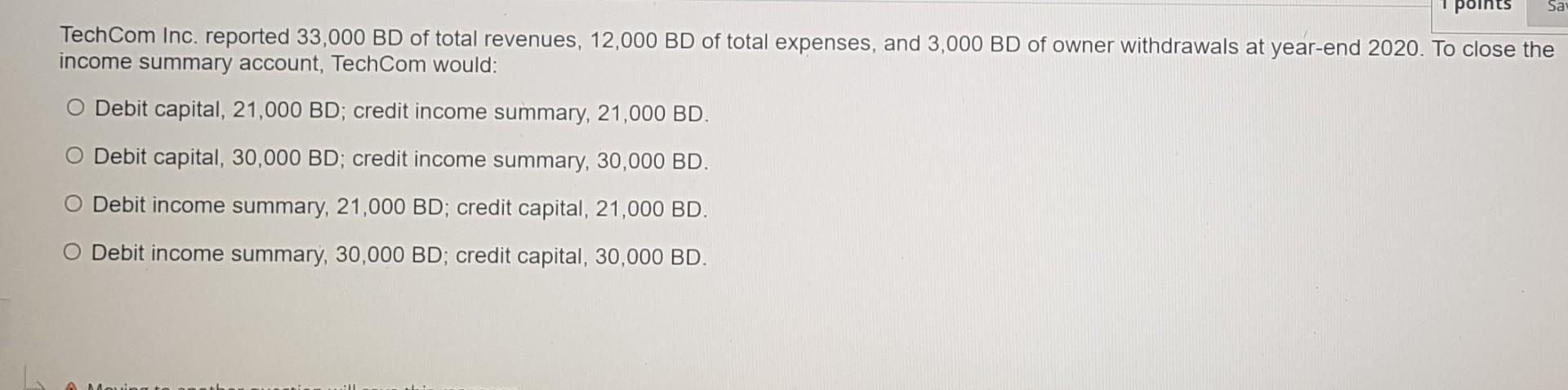 ACC112 Q12 points Sa TechCom Inc. reported 33,000 BD of total