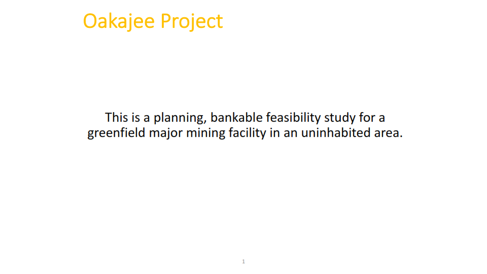 Question no 1 This is a planning, bankable feasibility study for a