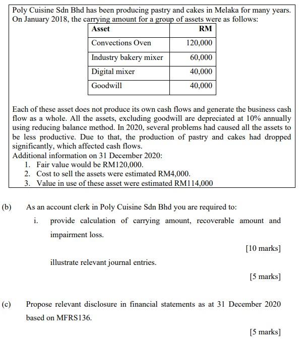 URGENT !!!! PLEASE ANSWER ASAPP !!!!!!!!! (b) (c) Poly Cuisine Sdn