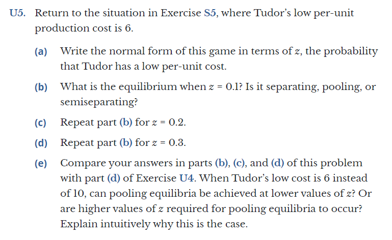 PLEASE ANSWER U5. S5 IS HERE ONLY AS A REFERENCE U5. Return