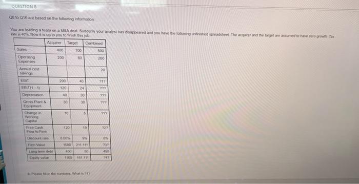 please answer all QUESTION B Q8 to 016 are based on the