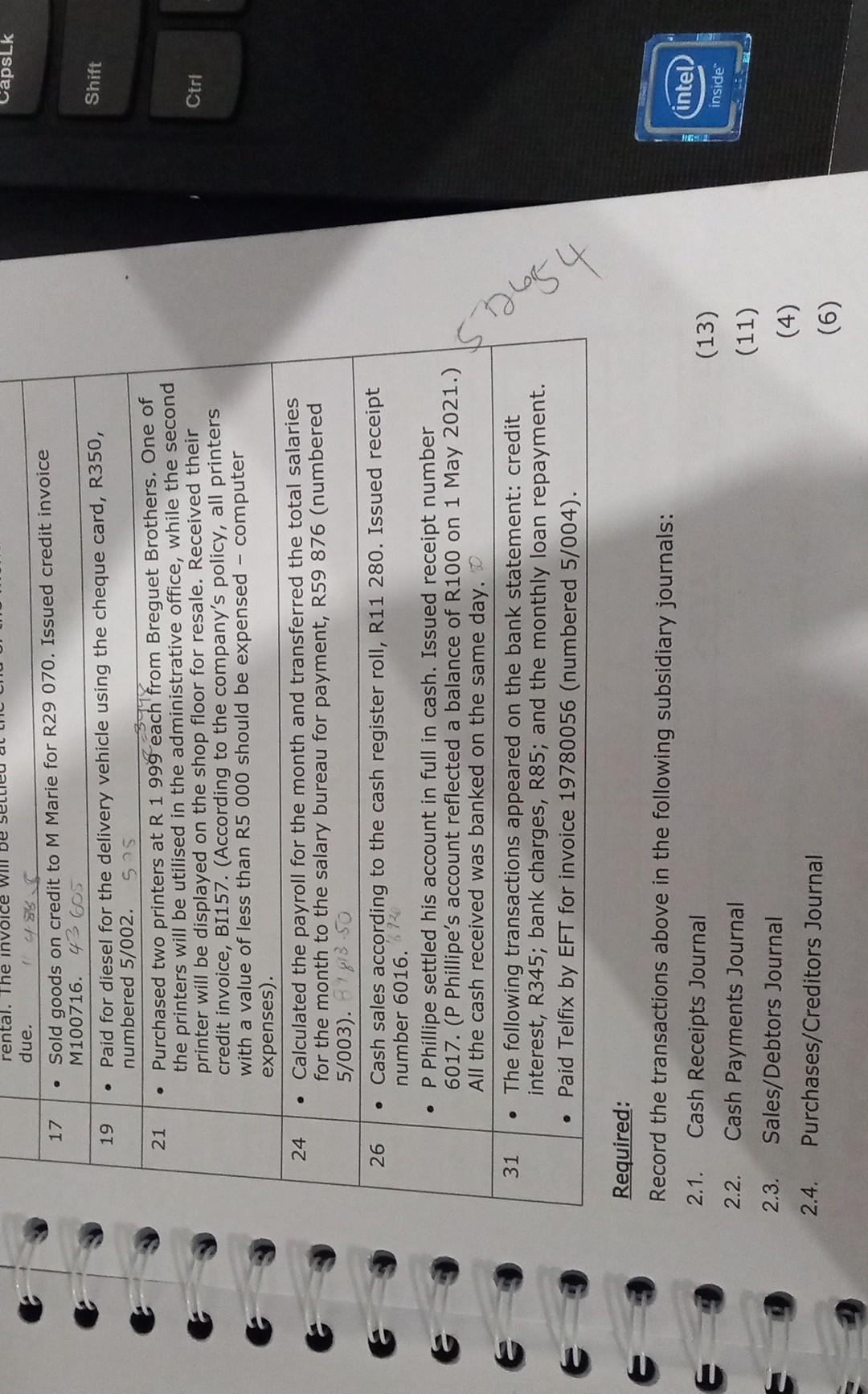 in computers and computer parts. The foll ons took place during May