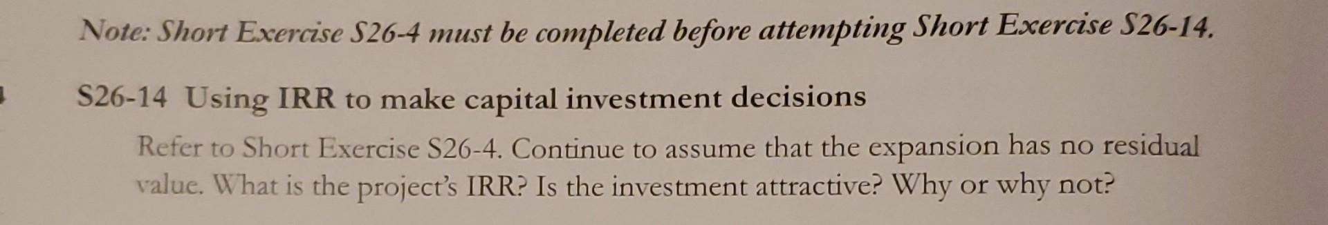  I only need the answer for 14. Note: Short Exercise S26-4