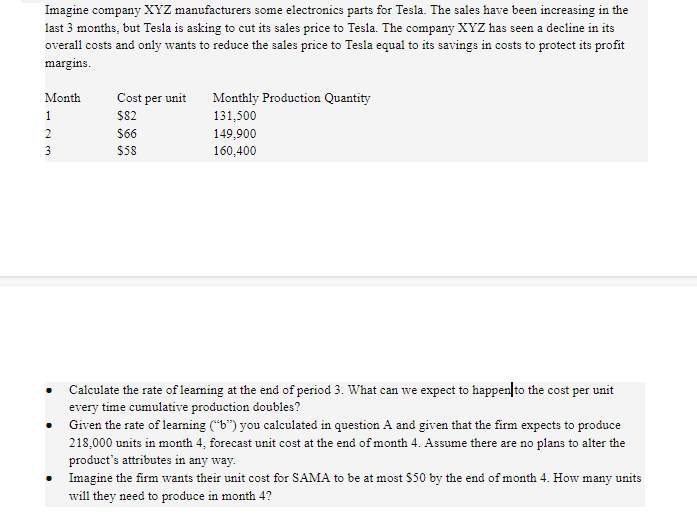 Coefficient and the Percent Experience Curve Variables Unit Cost at Time 1