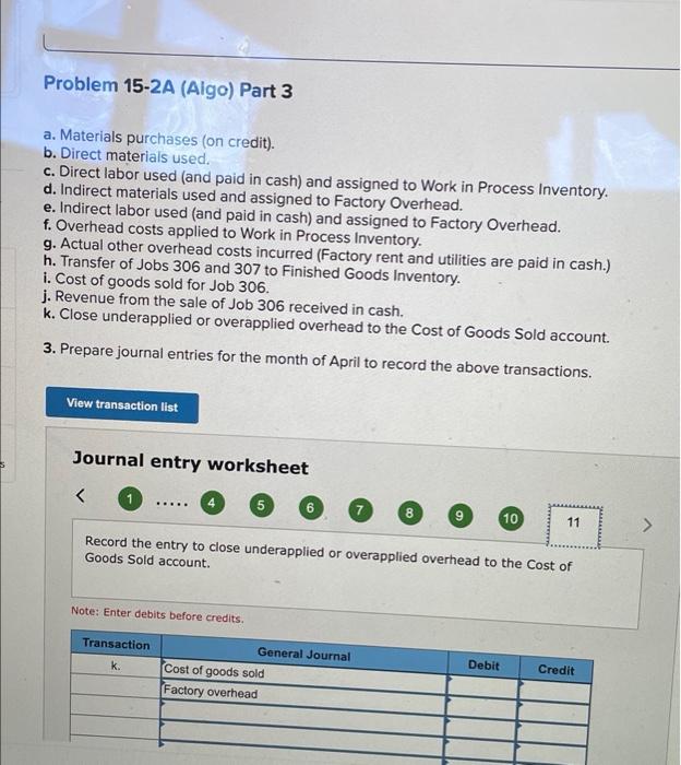 (Algo) Computing and recording job costs; preparing schedule of cost of goods
