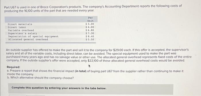 How do I solve this? Part U67 is used in one of