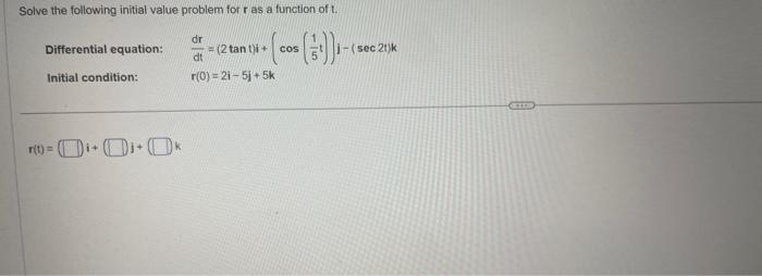 step for both problems Solve the initial value problem for r as
