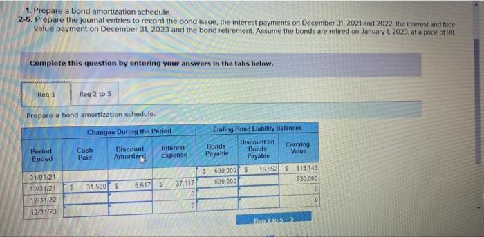 liability balances. On January 1, 2021, Loop Raceway issued 630 bonds, each