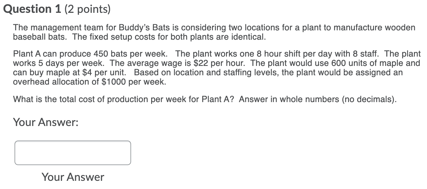 Please assist with this question Question 1 (2 points) The management team