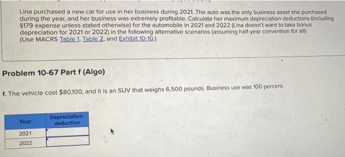 was the only business asset she purchased during the year, and her