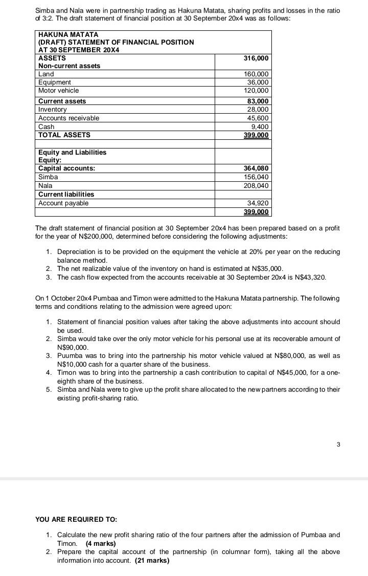  help me with this question please Simba and Nala were in