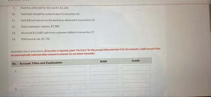 April 1, Tamarisk, Inc. began operations. The following transactions were completed during